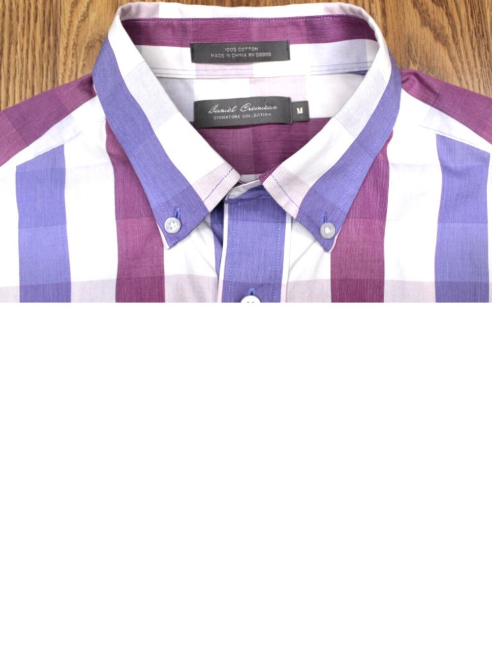DANIEL CREMIEUX S/S REGULAR FIT 100% COTTON SHIRT PURPLE PLAID Sz MEDIUM, M